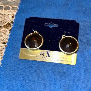 "One-of-a-Kind Gold and Brown Quartz Earrings with Silver Hooks" MX Collection